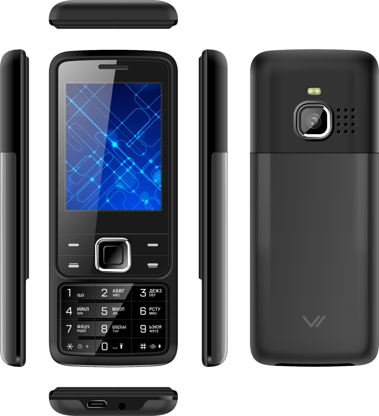 фото Кнопочный телефон Vertex D546, черная сталь, металл