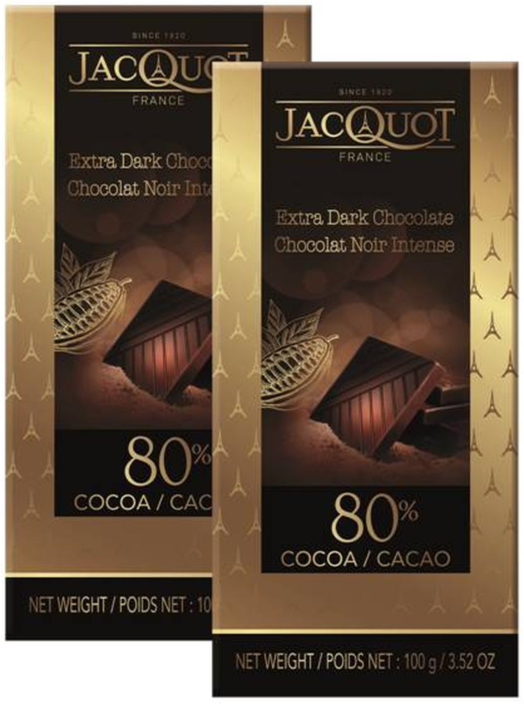 Шоколад Jacquot горький, 80% какао, 100 г х 2 шт