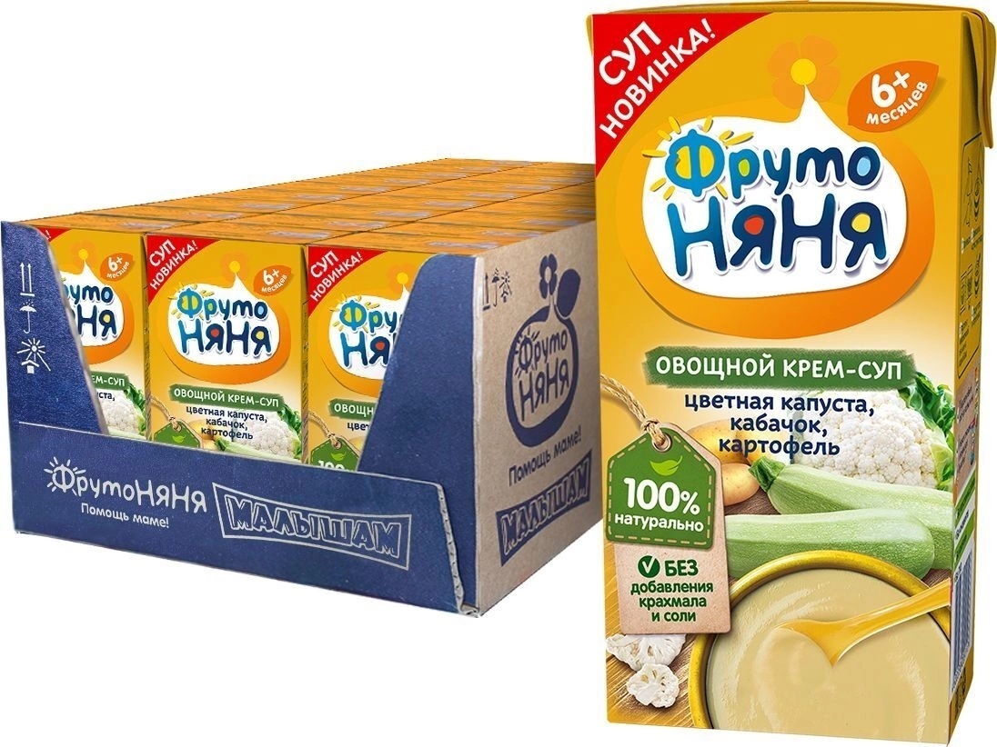 Пюре для детей ФрутоНяня Крем-суп Овощной из цветной капусты, кабачков ...