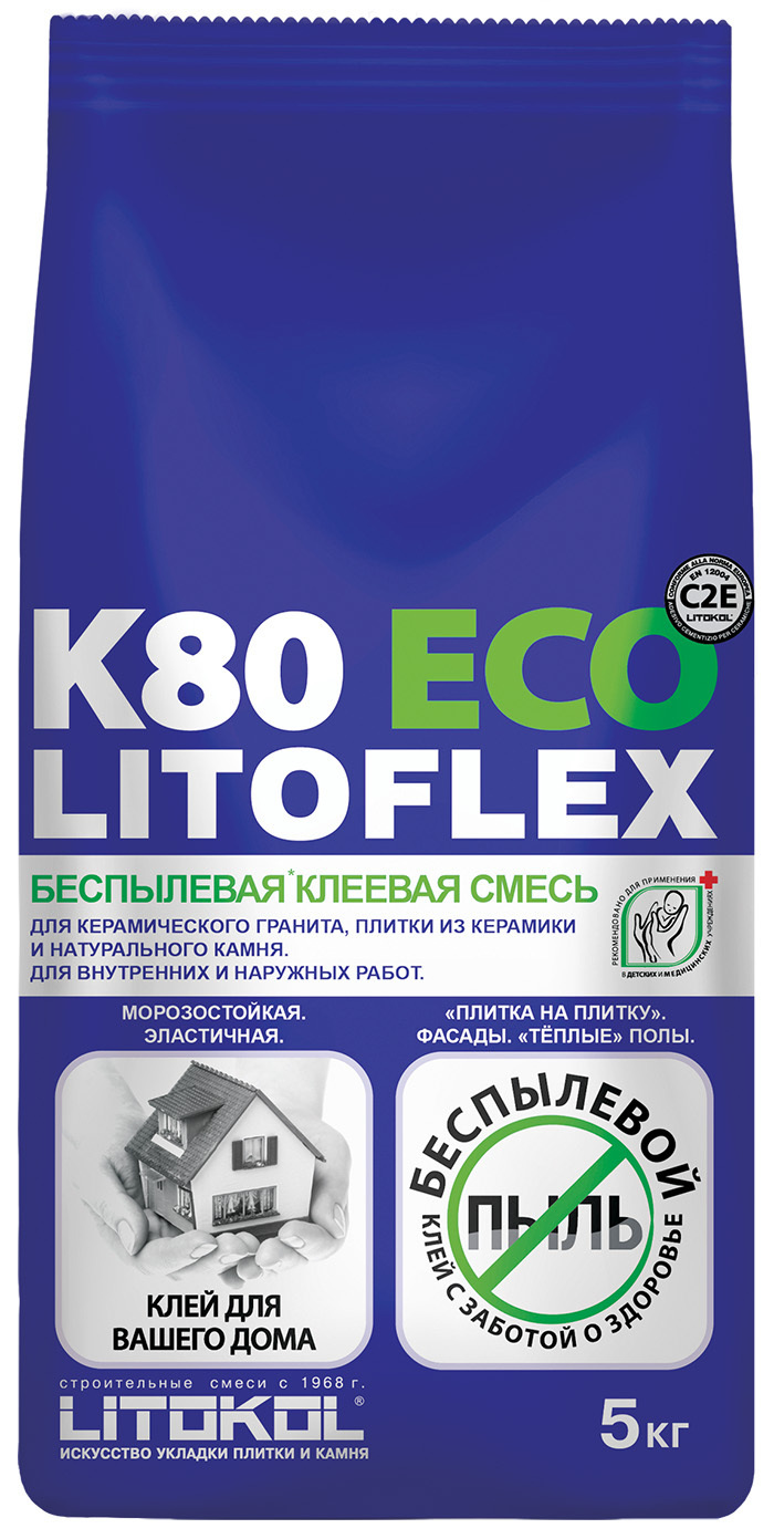 Клей для плитки LITOKOL беспылевой LITOFLEX K80 ECO Серый, Влагостойкость,  Высокая прочность купить по низкой цене в интернет-магазине OZON (204873173)