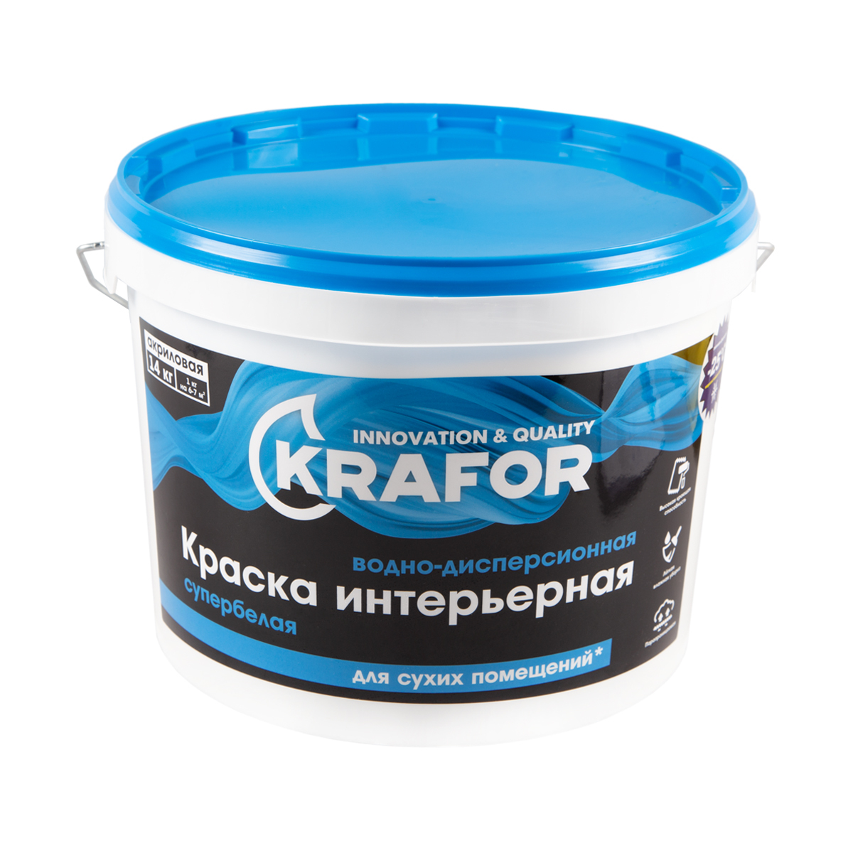 Краска моющая Krafor супер белая