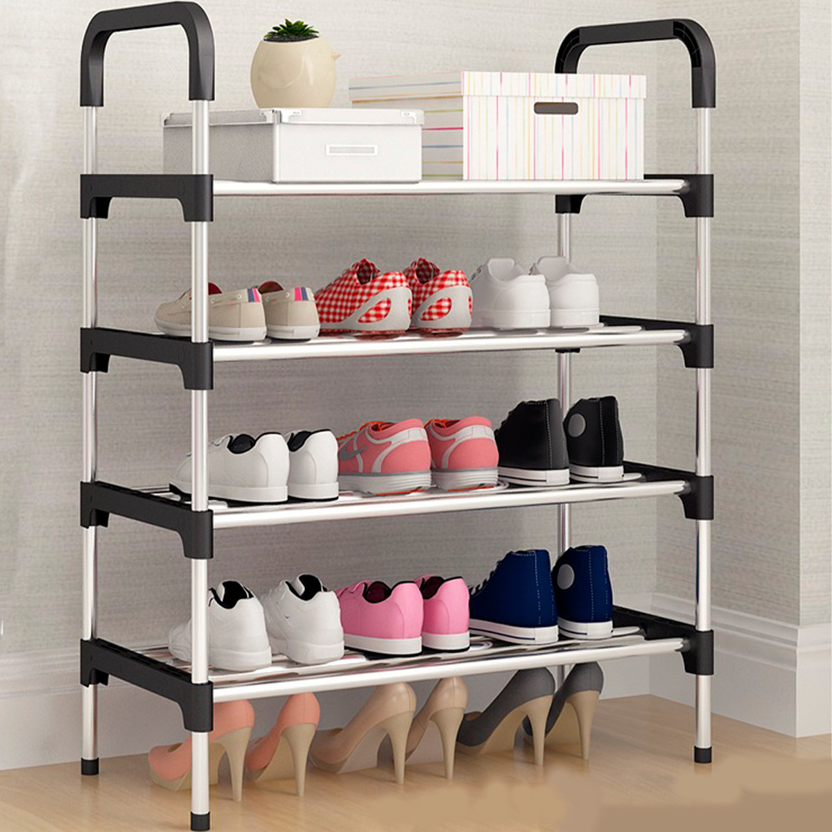 Полка для обуви Shoe Cabinet layer Shoe Rack (4 полки, бежевый)