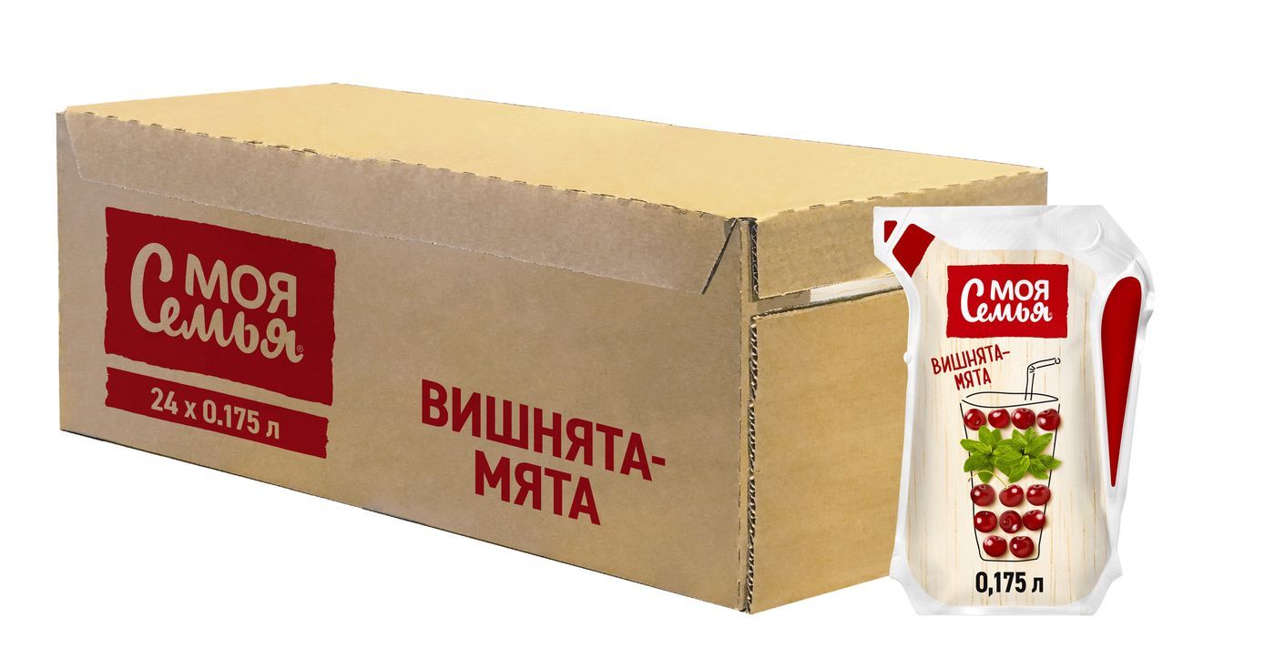 Характеристики Напиток сокосодержащий Моя Семья Вишнята-Мята, 24 штук ...