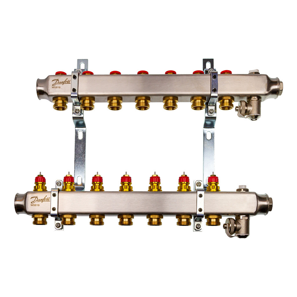 Комплект коллекторов SSM-6 с кронштейнами, 6 контуров, Danfoss 088U0976 ...