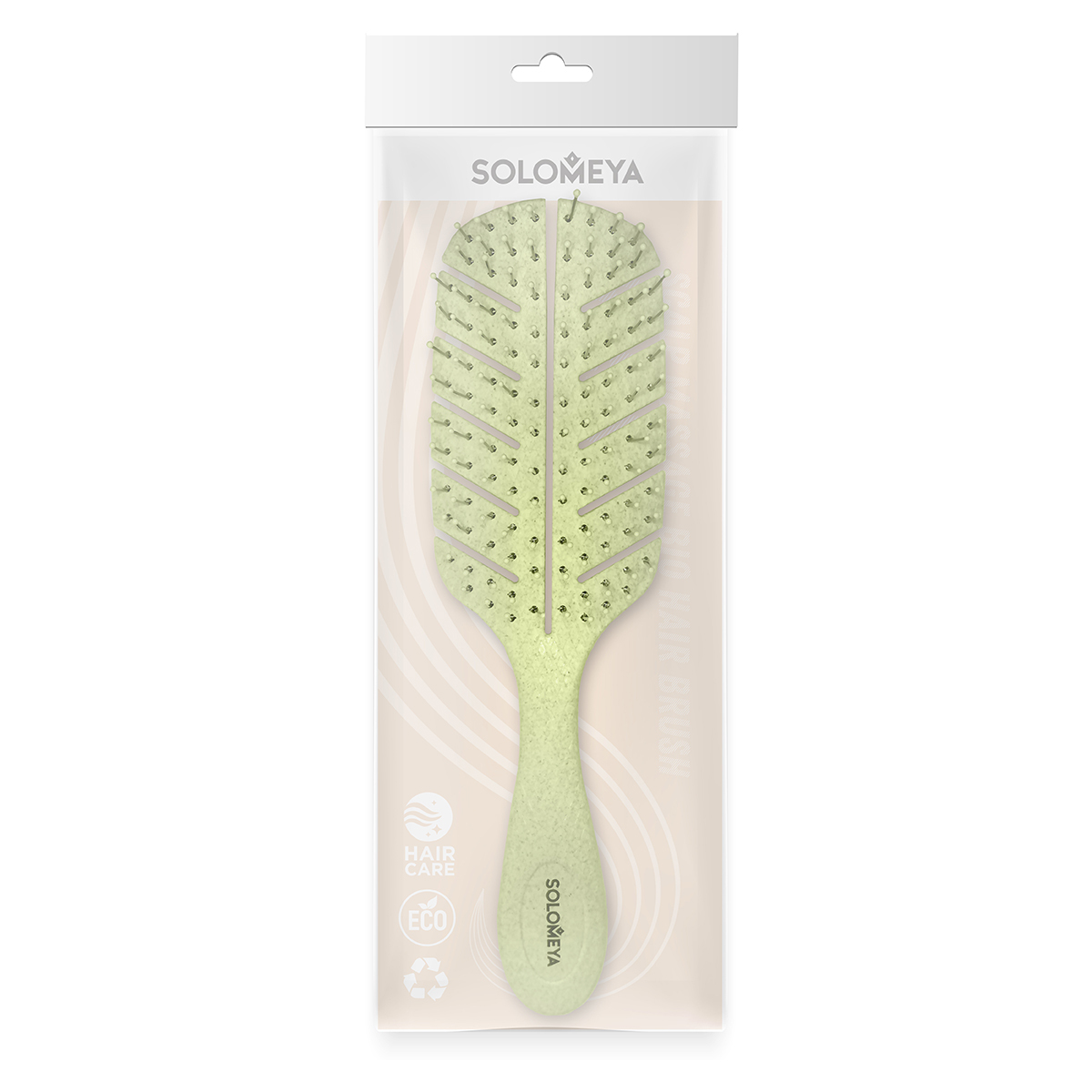 Solomeya Массажная био расческа для волос Зеленая / Scalp massage bio hair brush Green, 1 шт