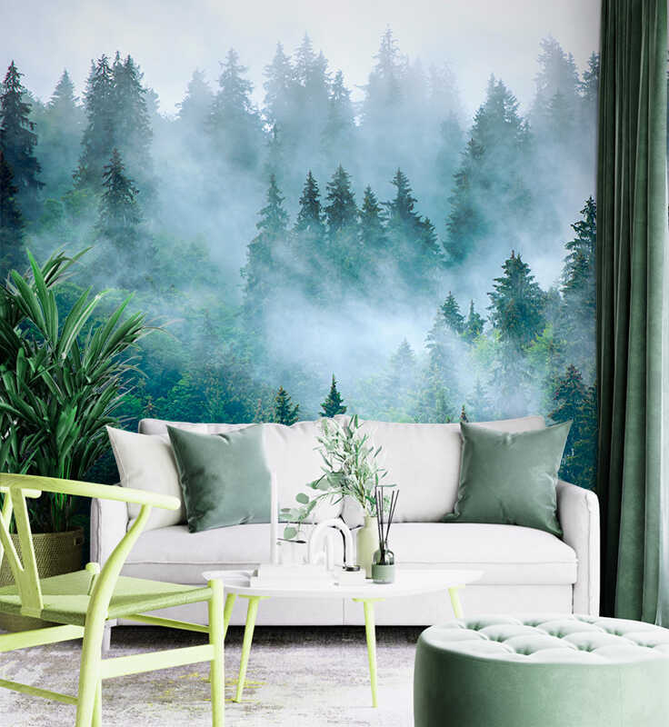 Фотообои на стену флизелиновые BRUSH STUDIO "Туманный лес" с рисунком лес в тумане в гостиную, спальню и кухню 290x250 см. - купить по выгодной цене в интернет-магазине OZON (308092917)