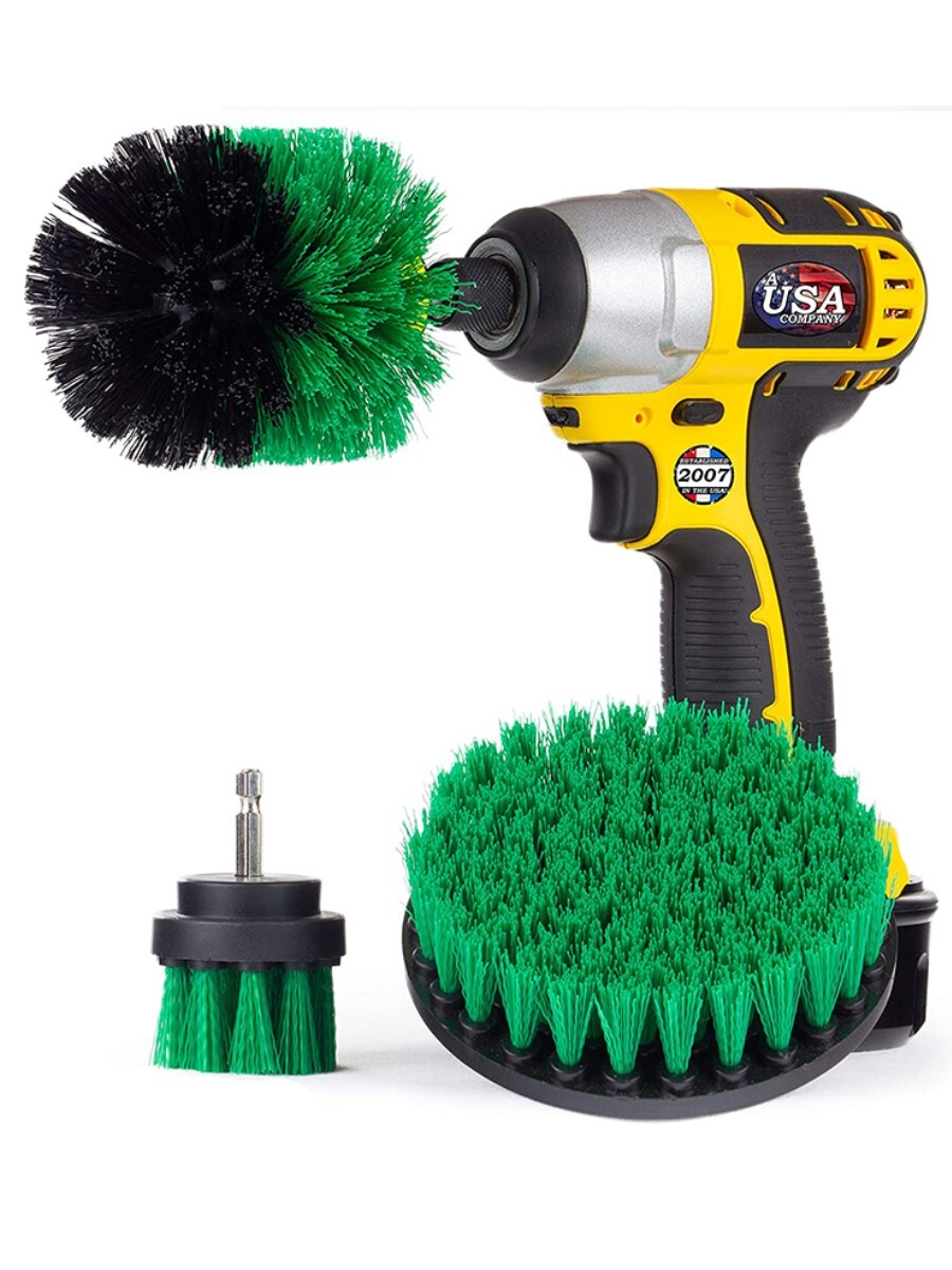 Набор 3 щетки насадки для шуруповерта или дрели зеленые для быстрой ...