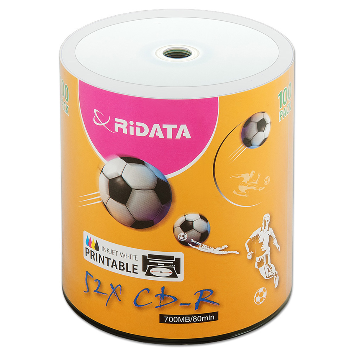 Диск CD-R RiData 700Mb 52x Printable bulk, упаковка 100 шт.