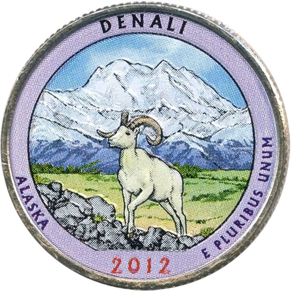 Монета п 1. 25 Центов 2012 США Денали (Denali) 15-й парк, цветная. 25 Центов национальные парки США Грейт Бейсин. 25 Центов национальные парки США Денали. 25 Центов национальные парки США ферма Вейра.