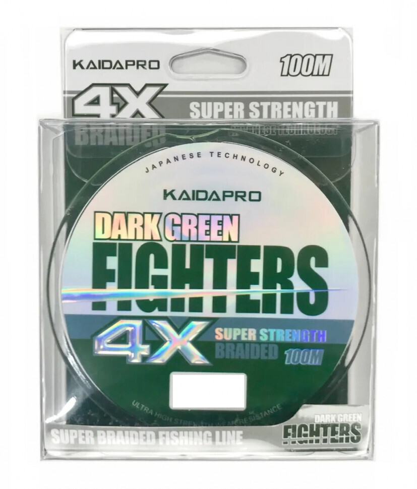 KAIDA Плетеный шнур FIGHTERS 4X dark green PX402-20 100м  0,20мм  плетенка кайда