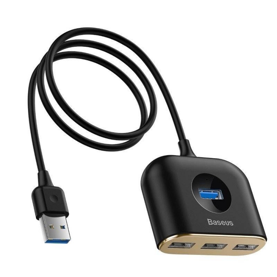 Baseus Square Round 4 in 1 USB HUB Adapter USB3.0 to USB3.0 x 1 USB2.0 x 3 1m Black CAHUB AY01 OZON 395226981