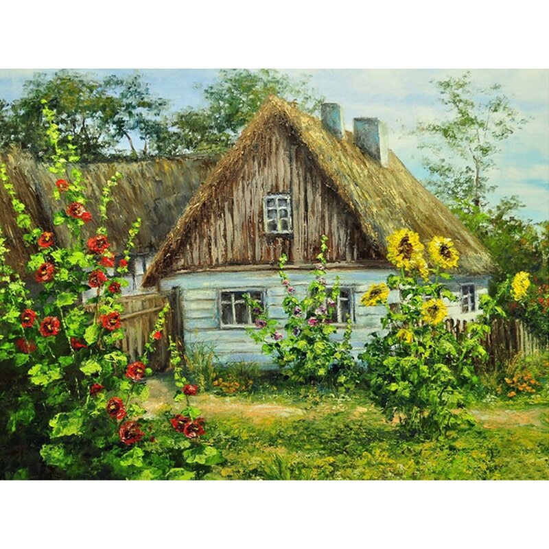 Картина деревенского дома