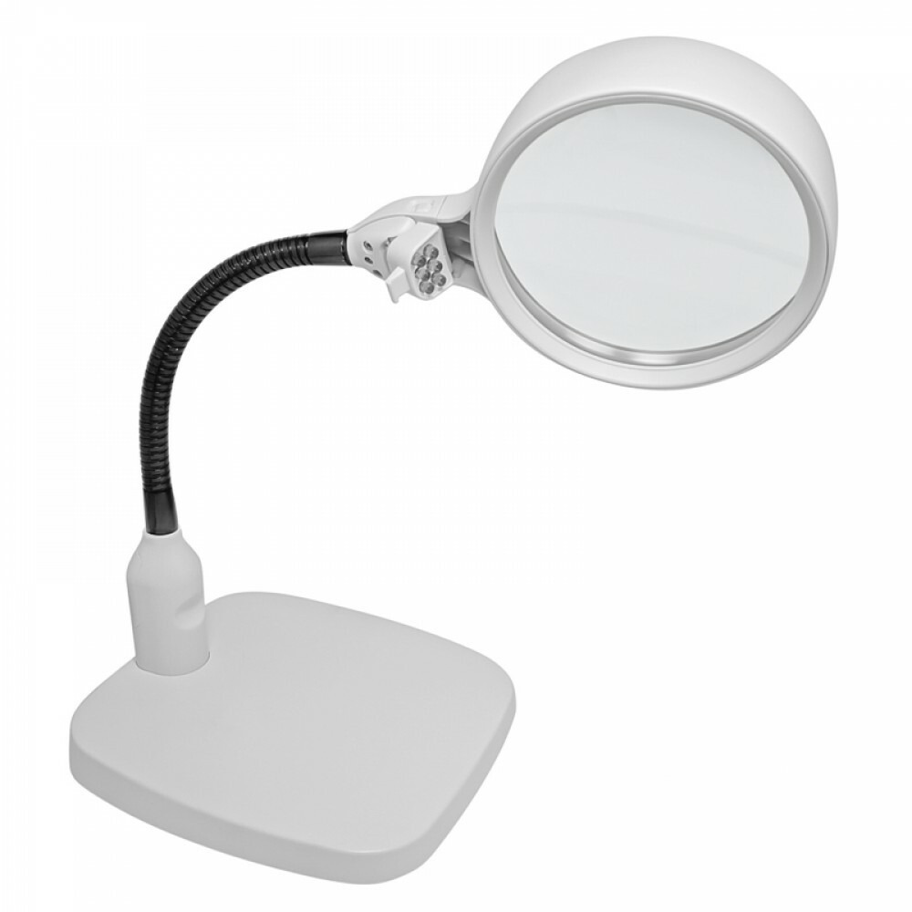 Лупа настольная 10x-120мм на гибком штативе с подсветкой (6 LED ...