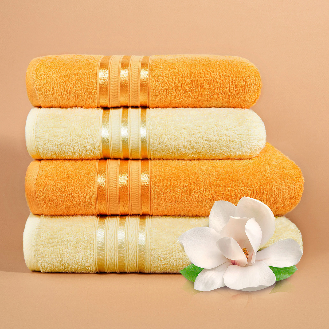 набор из 4 полотенец. набор из 4 полотенец. полотенца dome harmonica коричневый. набор банных полотенец doome dmeo309140 махровая ткань. (70х130 см - 2 шт).