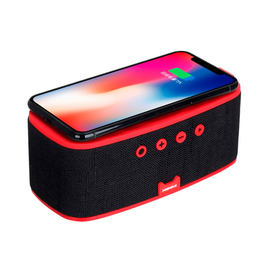 Колонка Momax Q.Zonic  c беспроводной зарядкой Wireless Charging Bluetooth Speaker - Red