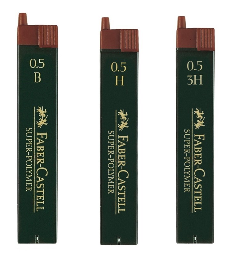 Грифели Faber-Castell Super-Polymer 0,5 мм, твердость B + H + 3H, 3 тубы по 12 шт.