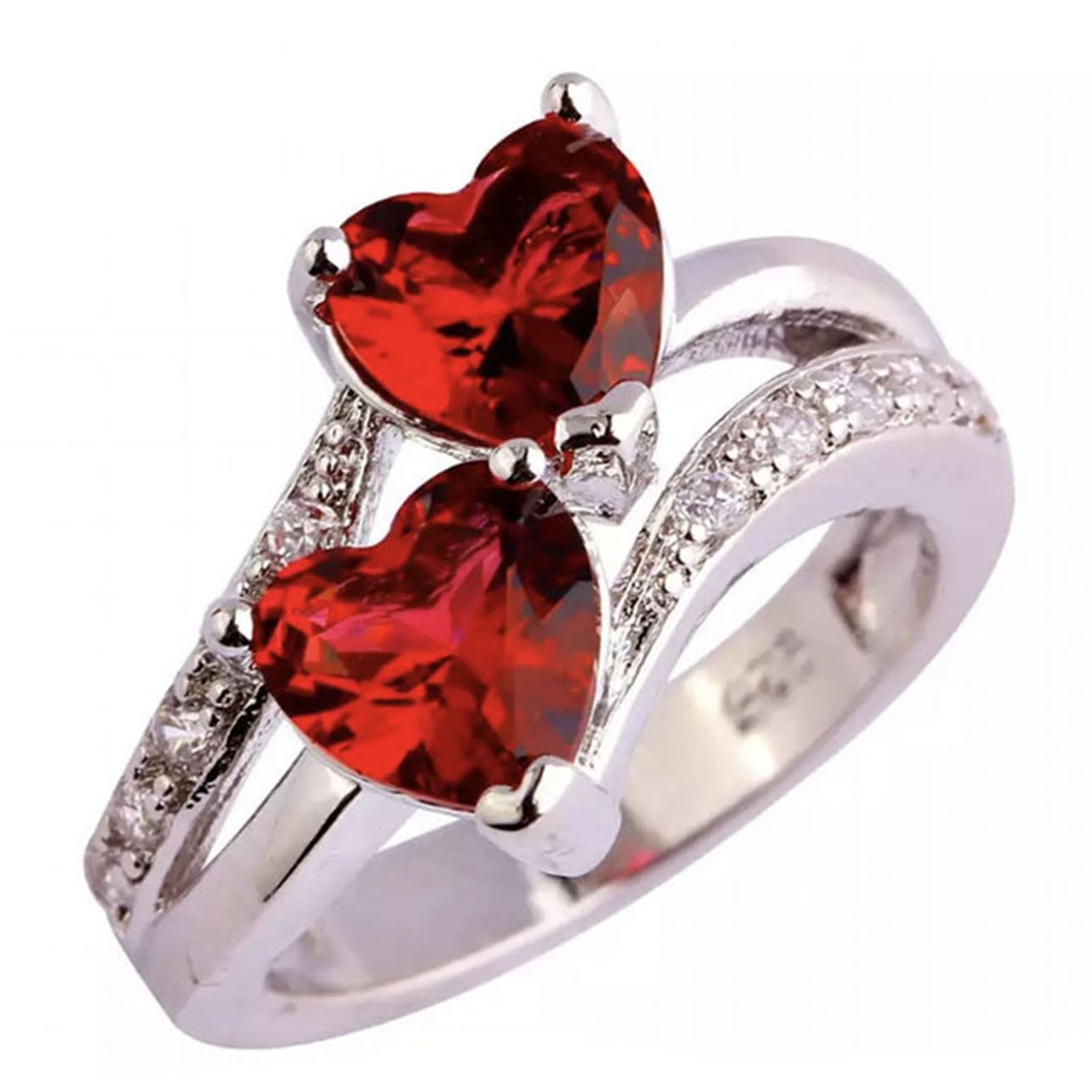 Кольцо Санлайт серебро с красным сердечком