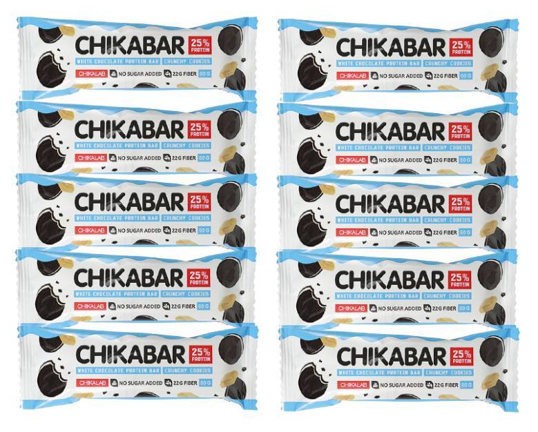 Протеиновый батончик Chikalab Chikabar Без сахара глазированный с начинкой, Печенье с кремом, 60гр (10 шт)