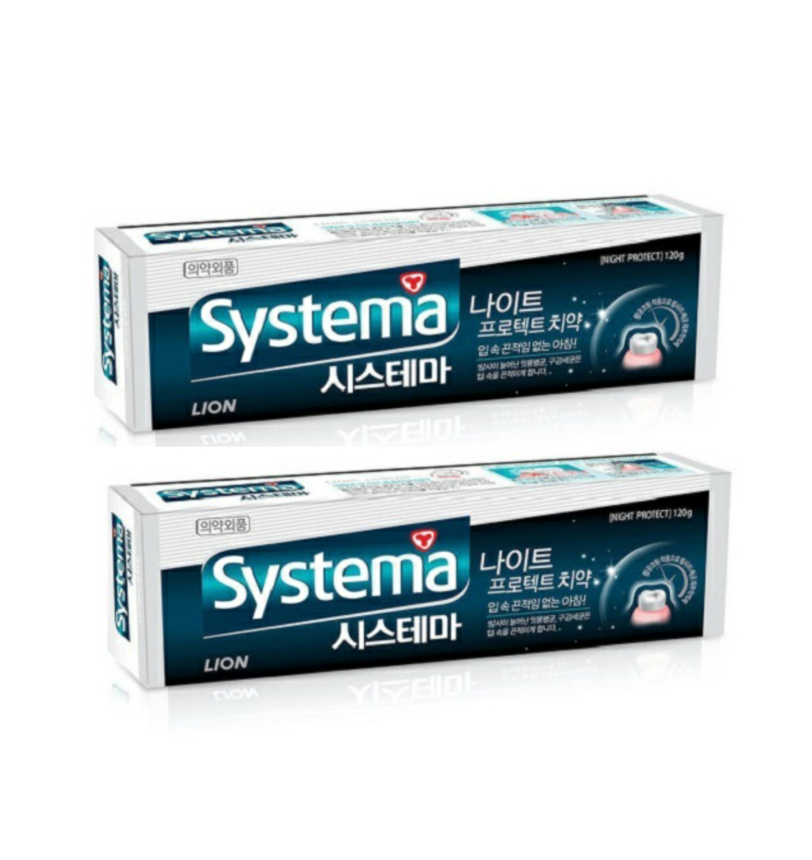 CJ Lion Dentor Systema Night Protect Toothpaste Ночная зубная паста для ухода за полостью рта перед сном, 2шт х 120гр