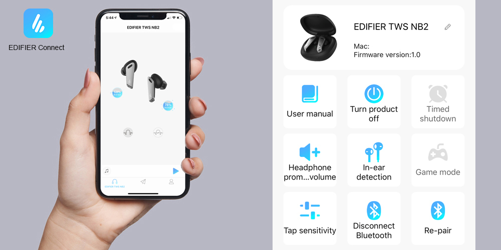 Как подключить edifier к айфону Беспроводные наушники Вкладыши Edifier TWS NB2 Pro Active Noise Cancellation AAC