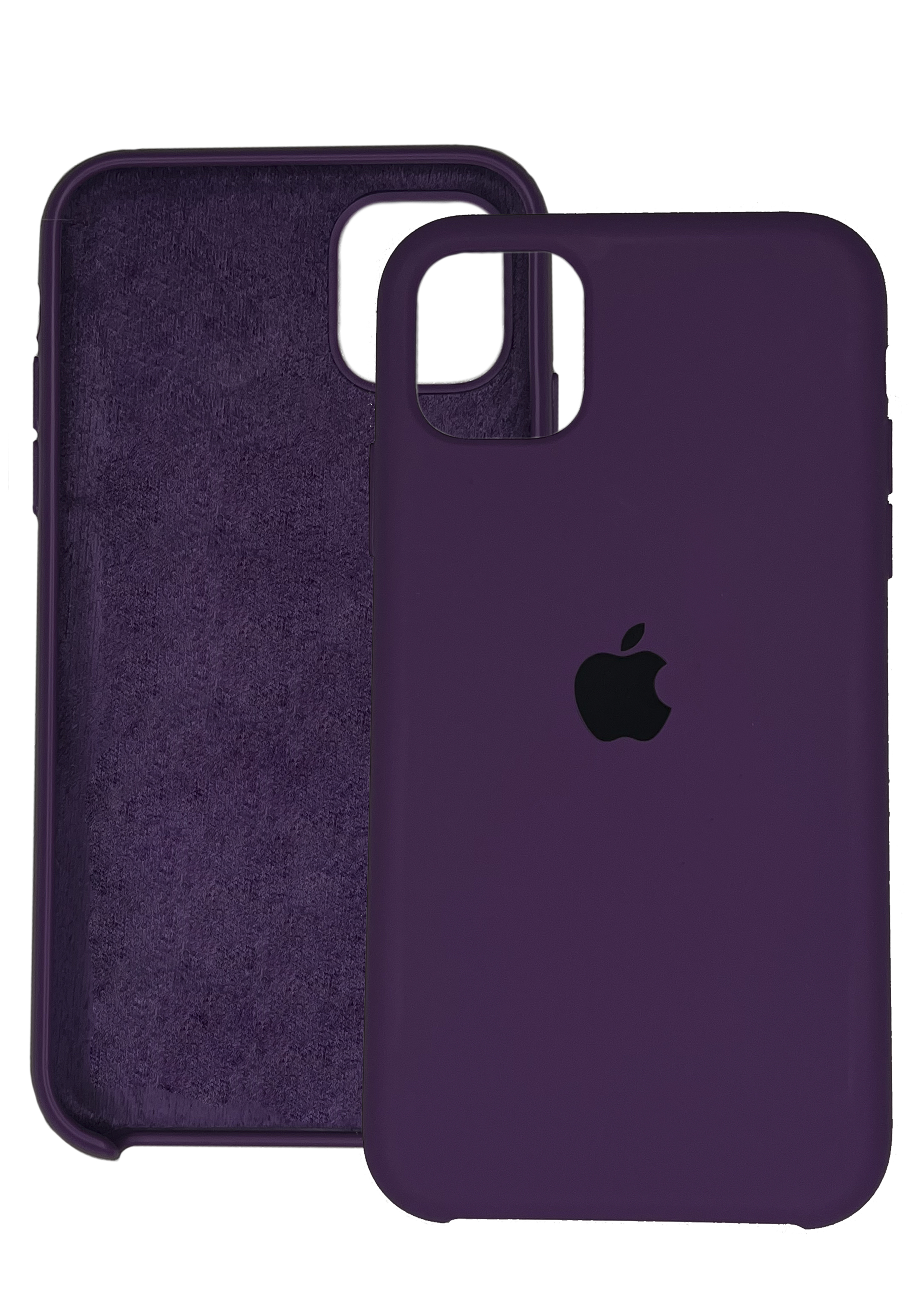 Фиолетовый айфон 11 в черном чехле