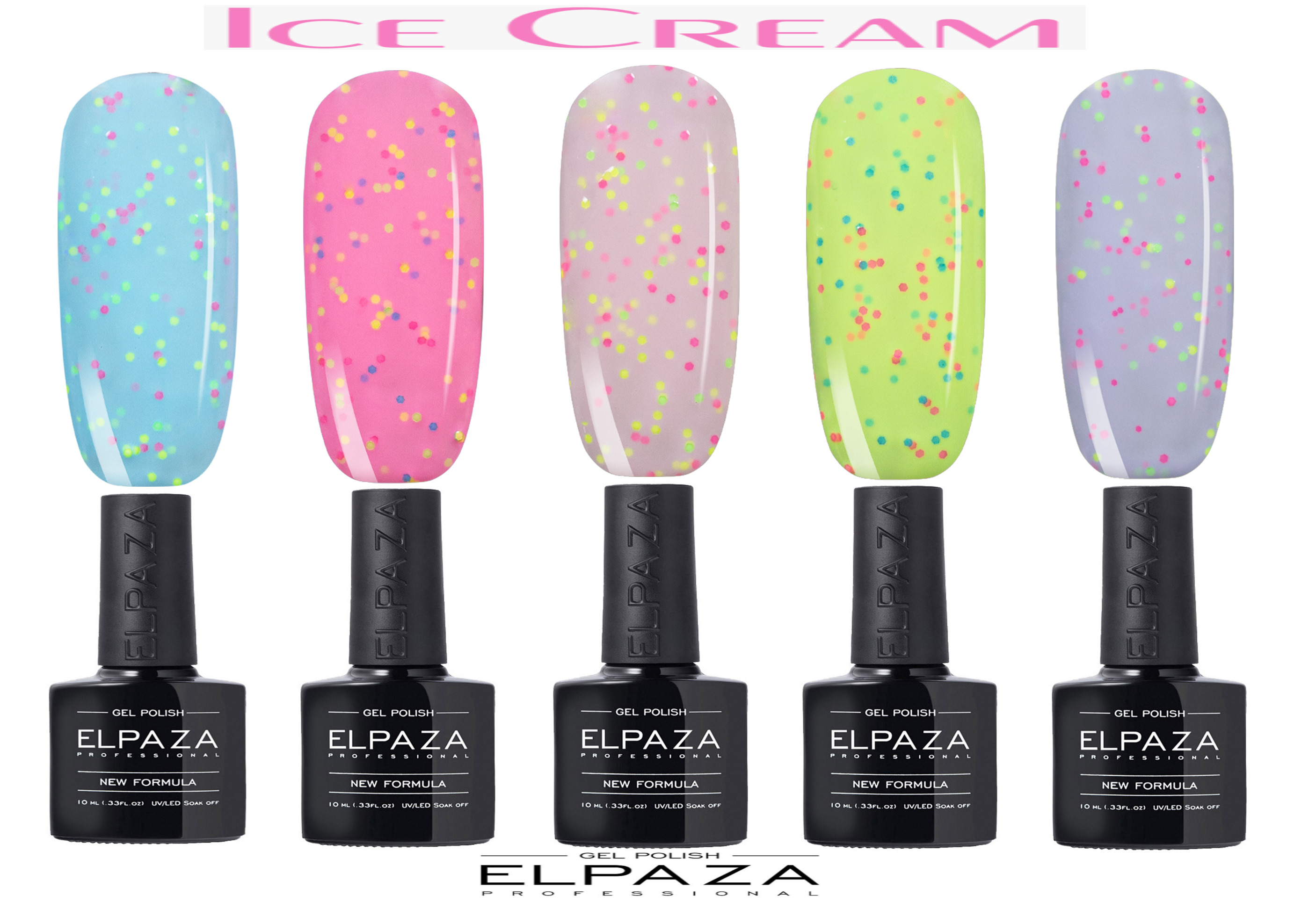 ELPAZA Professional ICE CREAM Гель-лак 5 шт. 10мл. В наборе.