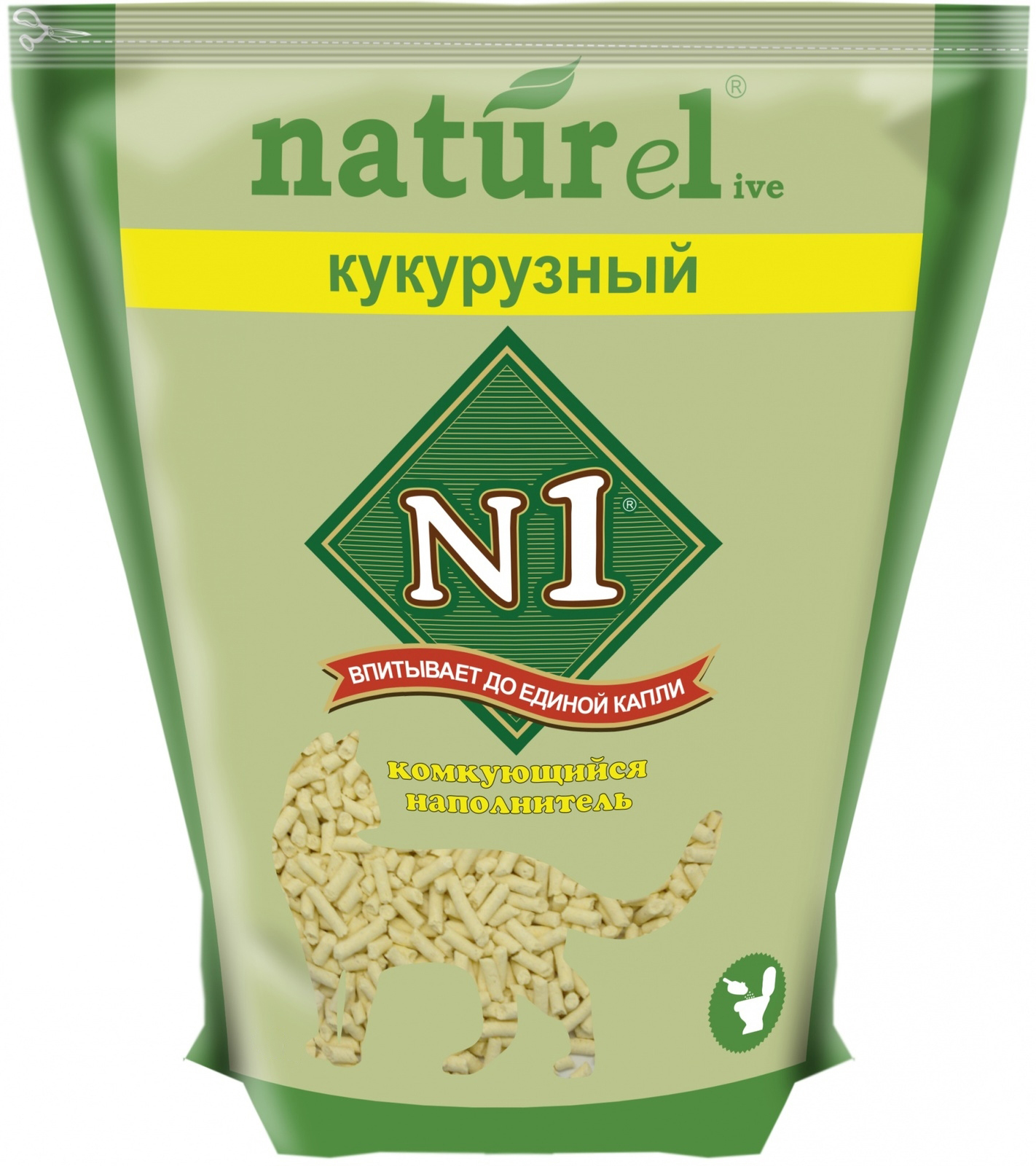 НаполнительN1NATUReLКукурузныйдлякошек,комкующийся,17.5л,7кг