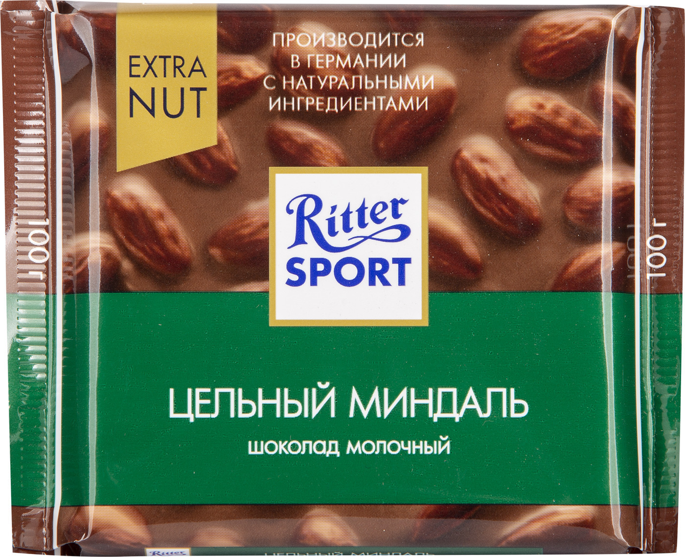 Шоколад Ritter Sport 100гр цельный миндаль молочный