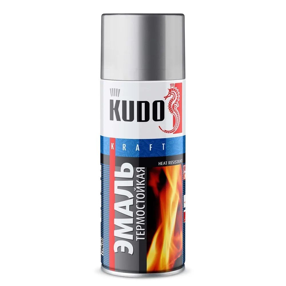 Краска аэрозольная Kudo ku-5002 термостойкая черная, 520 мл
