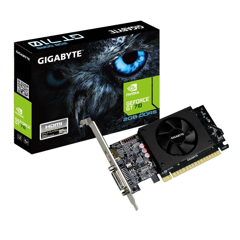 Gigabyte Видеокарта GeForce GT 710 LP 2 ГБ (GV-N710D5-2GL)