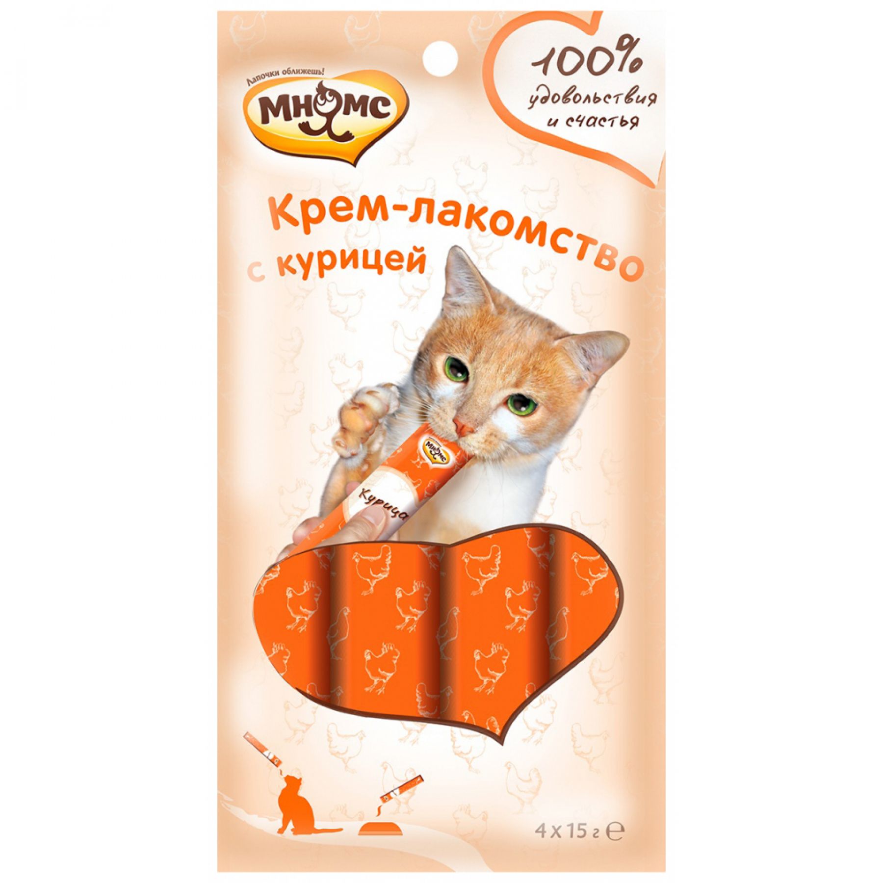 Вкусняшки для кошек. Мнямс крем-лакомство для кошек с курицей 15 г х 4 шт.. Мнямс крем-лакомство для кошек с тунцом Кацуо 15 г. Мнямс крем-лакомство для кошек с курицей 15 г. Мнямс крем- лакомство 15г*4 шт.