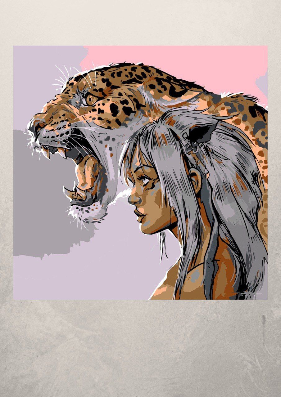 Девушка с телом леопарда арт