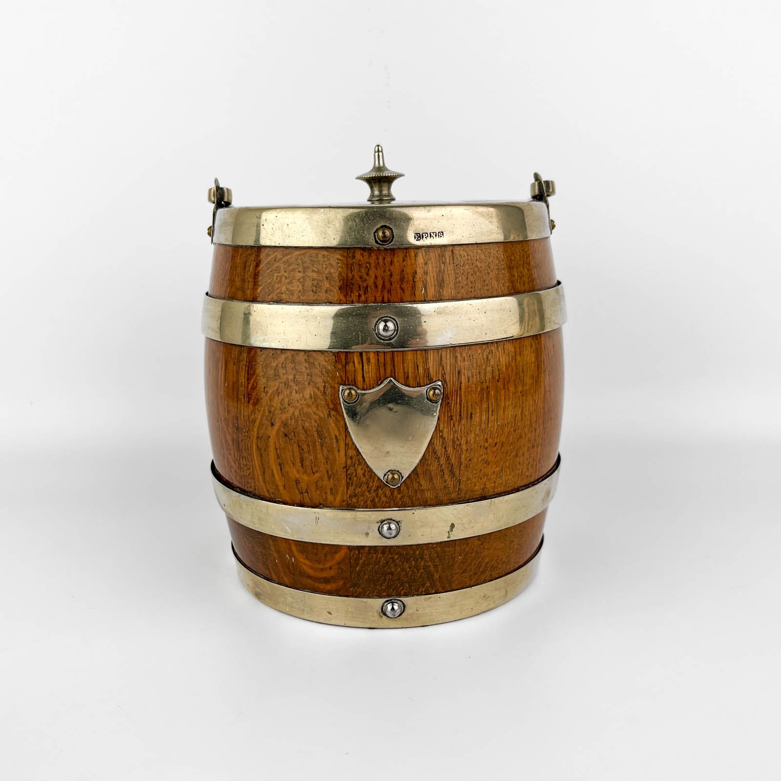 Бисквитница Barrel. Англия, фаянс, дуб, серебрение, 1860-1890 гг.