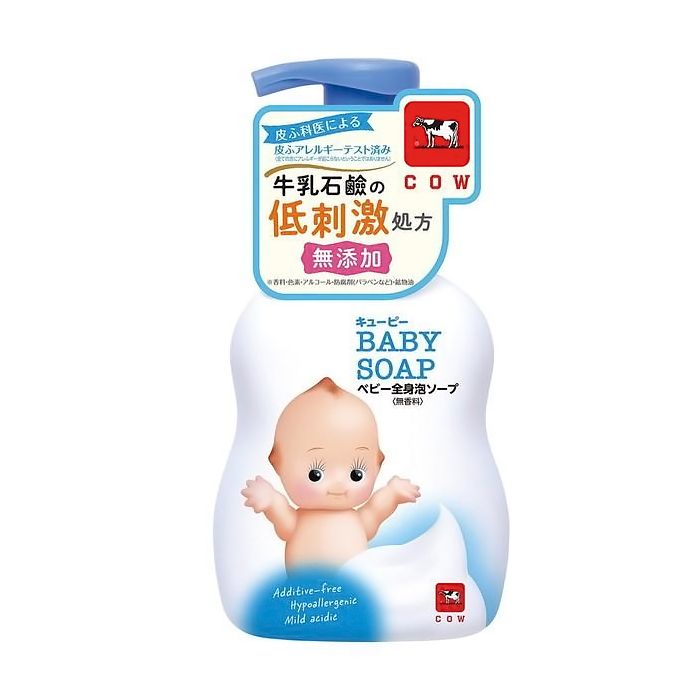 COW BRAND SOAP KYOSHINSHA "Kewpie" Детское жидкое мыло-пенка для тела с увлажняющим эффектом, без аромата, 400 мл.