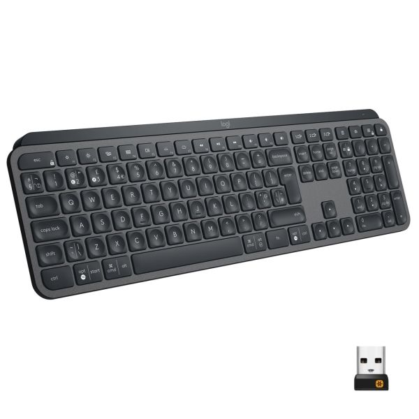 LogitechКлавиатурабеспроводнаяMXKeysGraphite(русскаяраскладка),серый