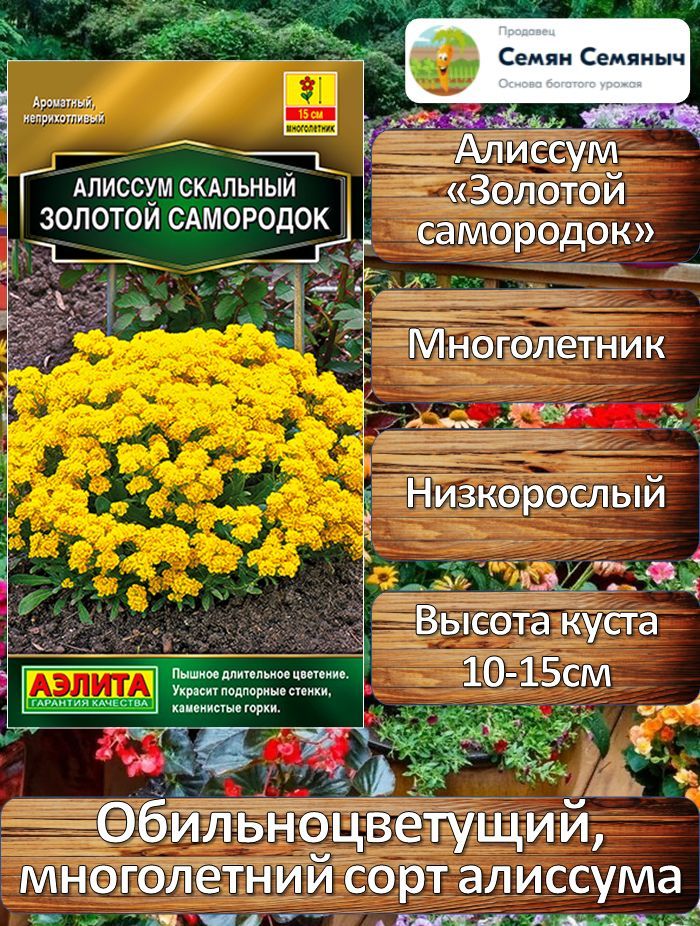 СеменацветовАлиссум"Золотойсамородок",многолетний,0,05гсемян