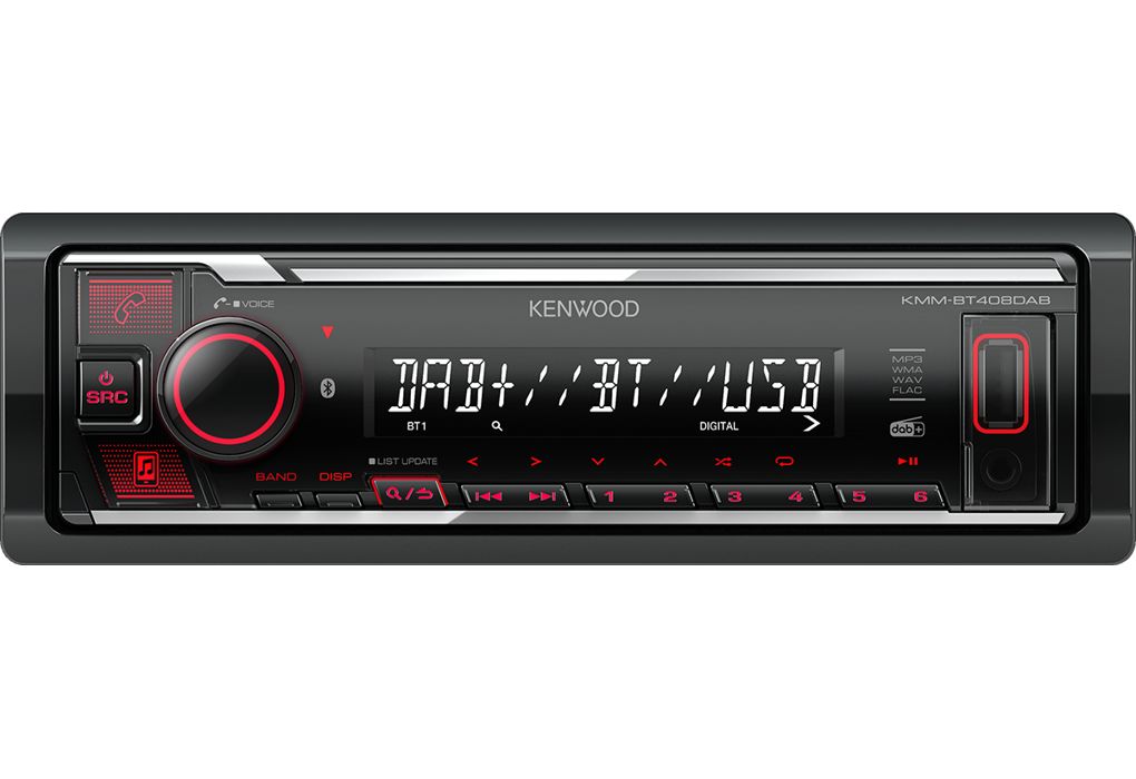 Автомагнитола(магнитоладляавто)сbluetoothKENWOODКММ-BT408DSP1DIN3.5мм/RCA/USB200Вт