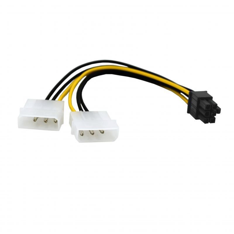 КабельпитанияPCI-E6-pin/Molex4pin,Molex8980,0.15м,черный,желтый