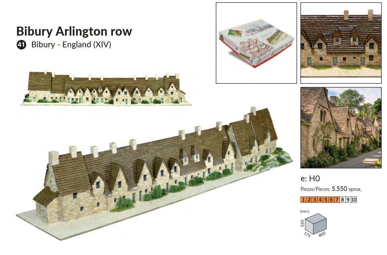 Дома по Арлингтон роу, Бибури, Англия, 800х175х160, 5550 деталей, сложность  7/10, керамический конструктор Aedes Ars (Испания)
