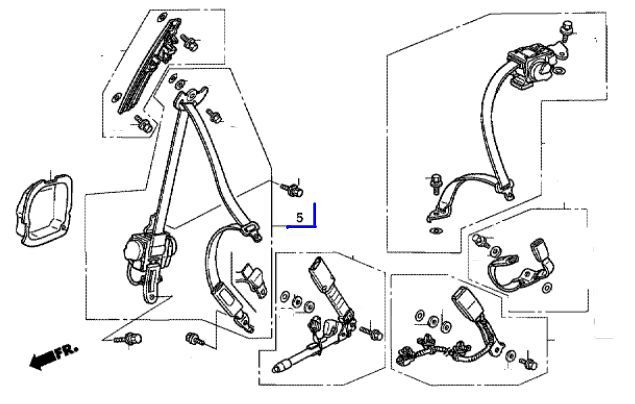 Правый передний ремень безопасности для Honda Civic 4D *YR240L* (Оригинал)