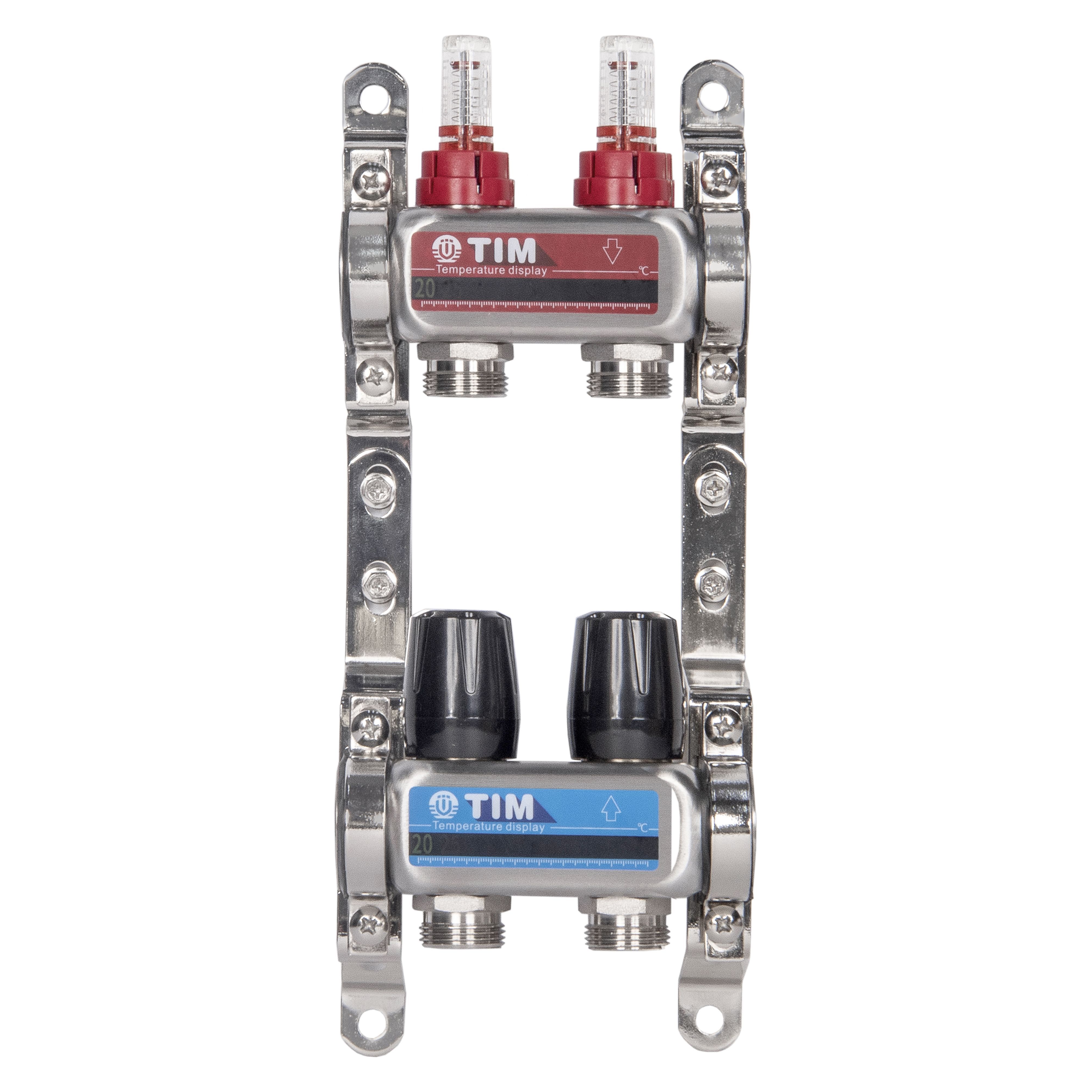 Коллекторная группа 2 контура с расходомерами 1" * 3/4" E, нерж. сталь, TIM, KDS5002