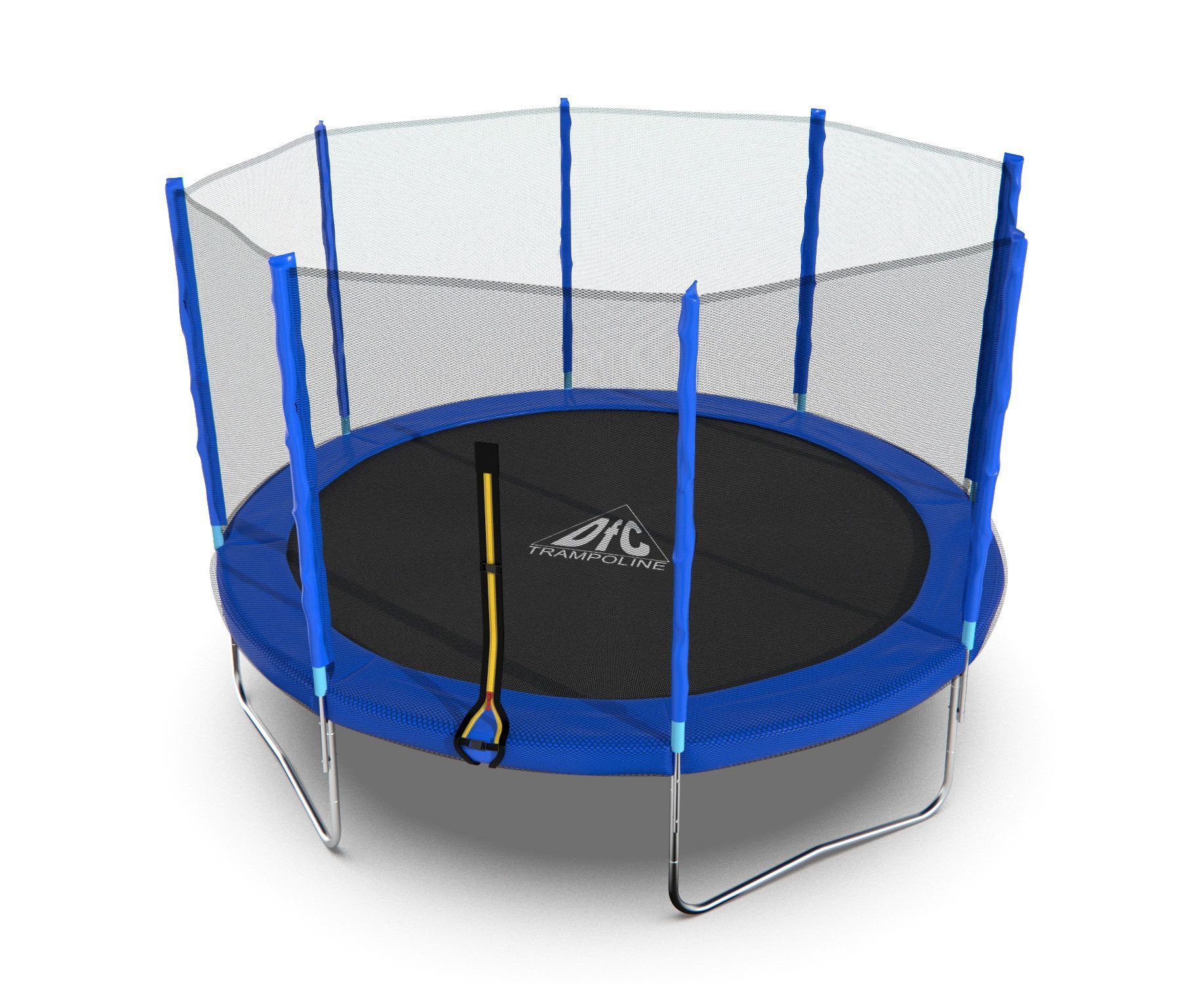 Батут с защитной сеткой DFC Trampoline Fitness 12ft (диаметр 366 см) синий,  каркасный, детский, для взрослых, уличный, для дома, дачи