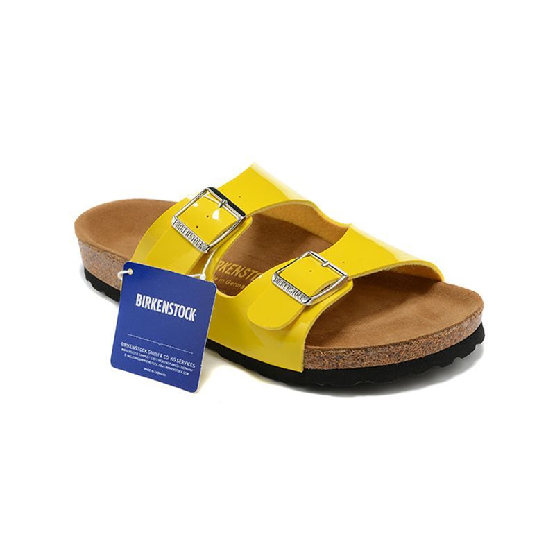 Yellow best sale patent birkenstocks