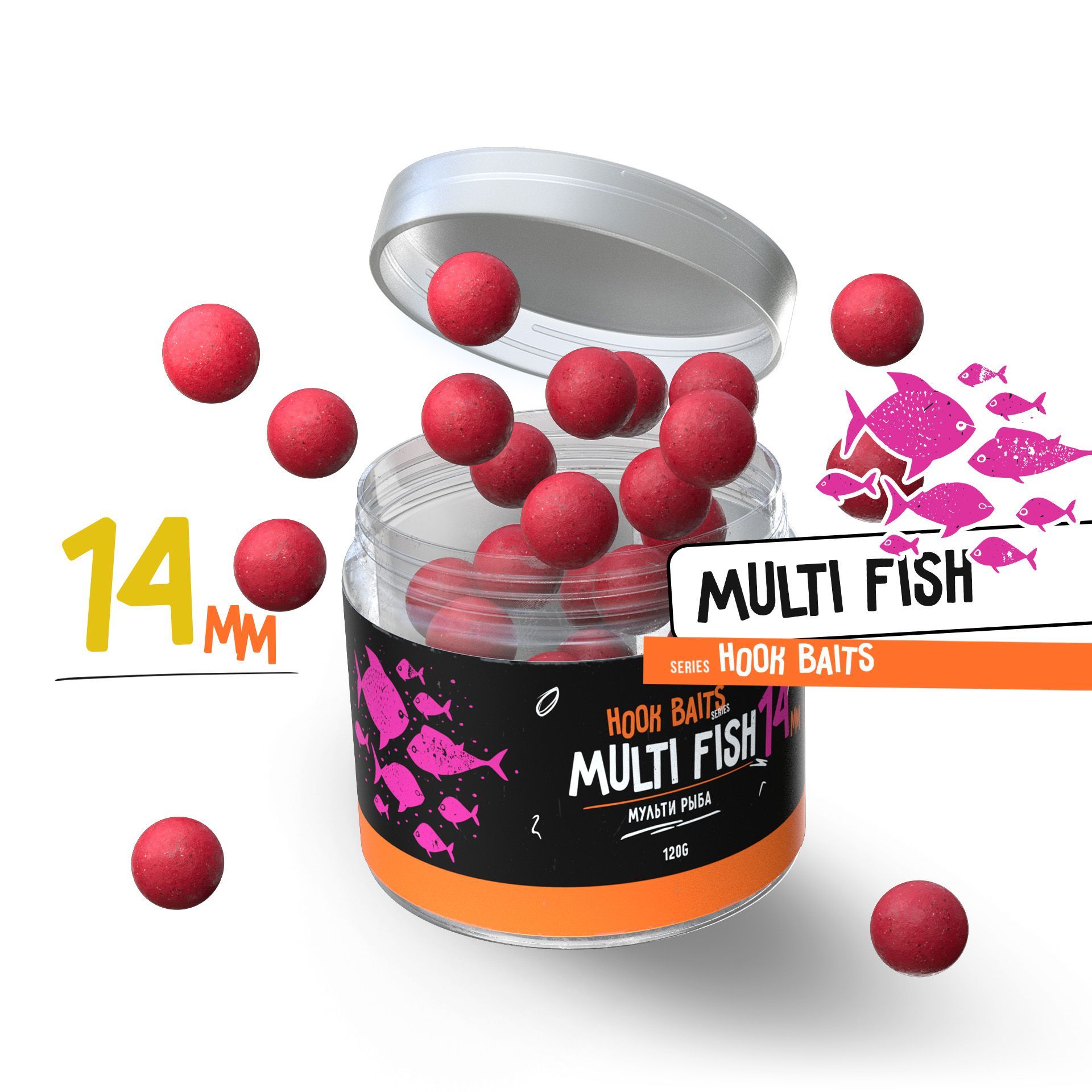 Бойлы насадочные Carptoday Baits Multi Fish (Мульти Фиш) (14 мм), бойлы рыболовные, карповая рыбалка, прикормка для рыб