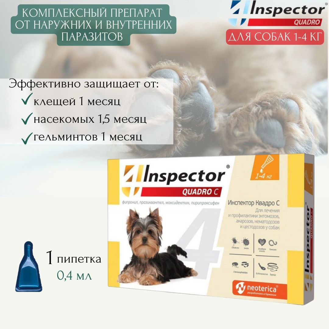 Инспектор для собак состав. Инспектор Inspector Квадро от внешних и внутренних паразитов для собак. Отодектоза и нотоэдроза.
