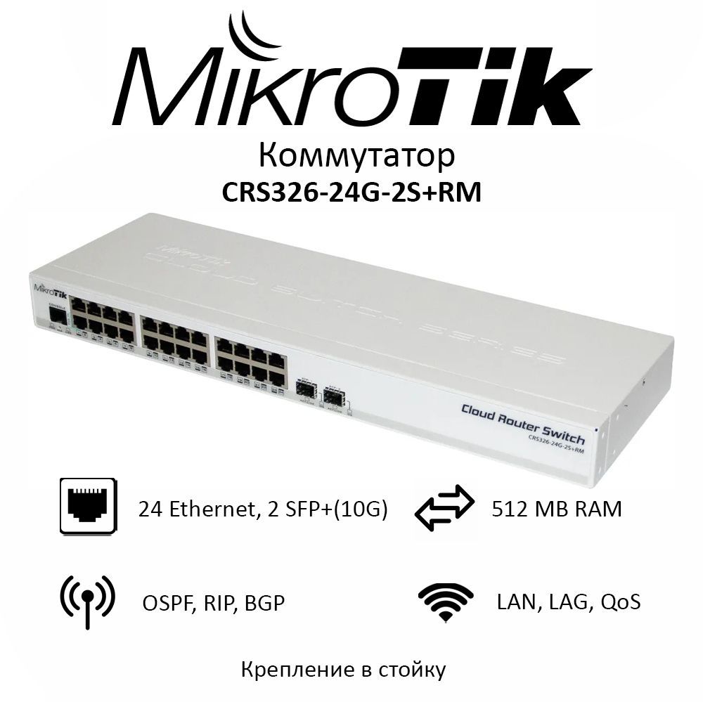 КоммутаторыMikroTikCRS326-24G-2S+RM