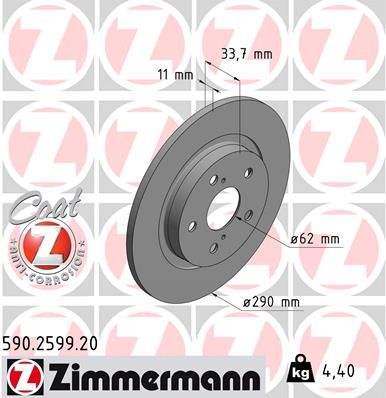 Диск тормозной задний 290x11/34-5x114 toyota avensis 1.6-2.0 09>