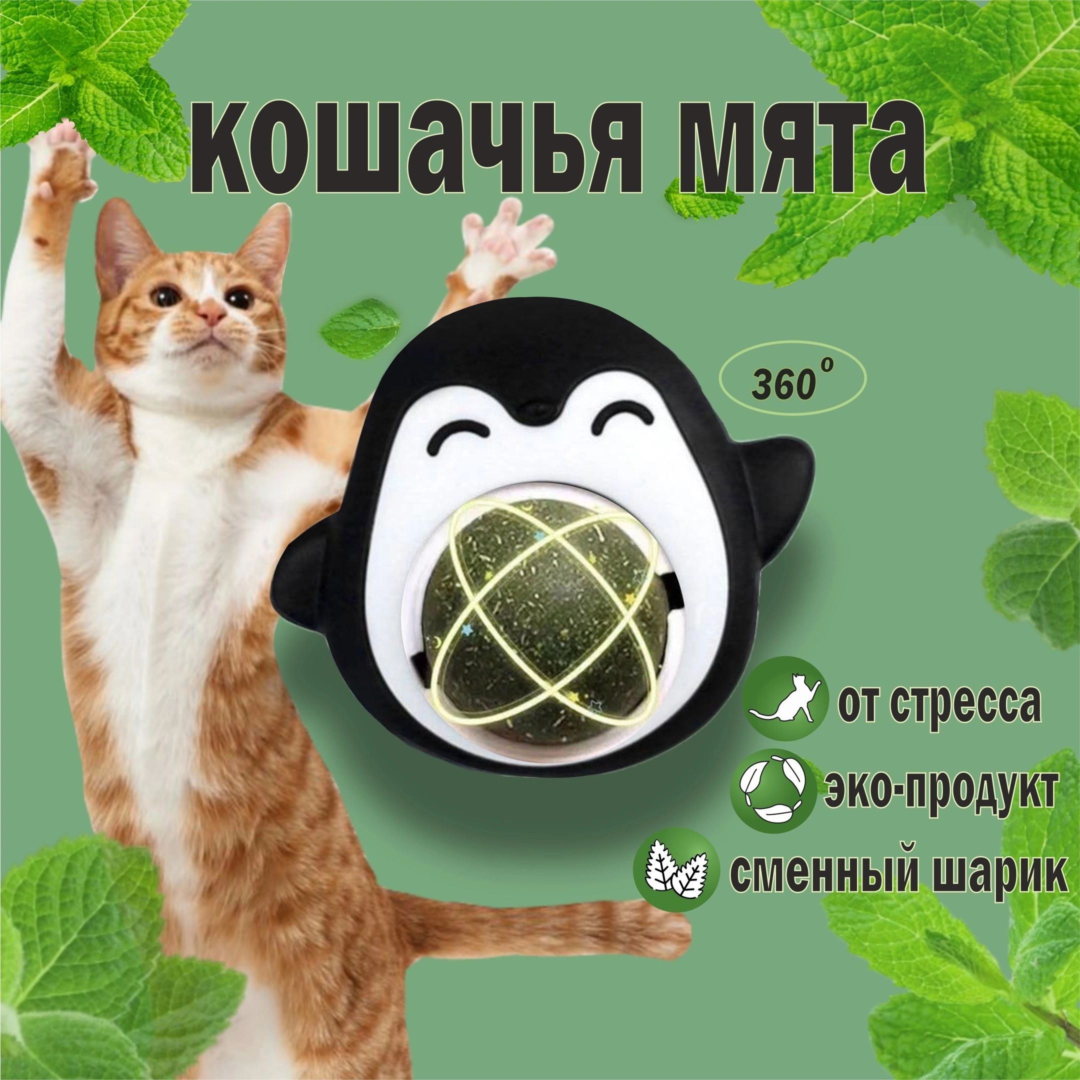 Кошачья мята в шарике на стенку