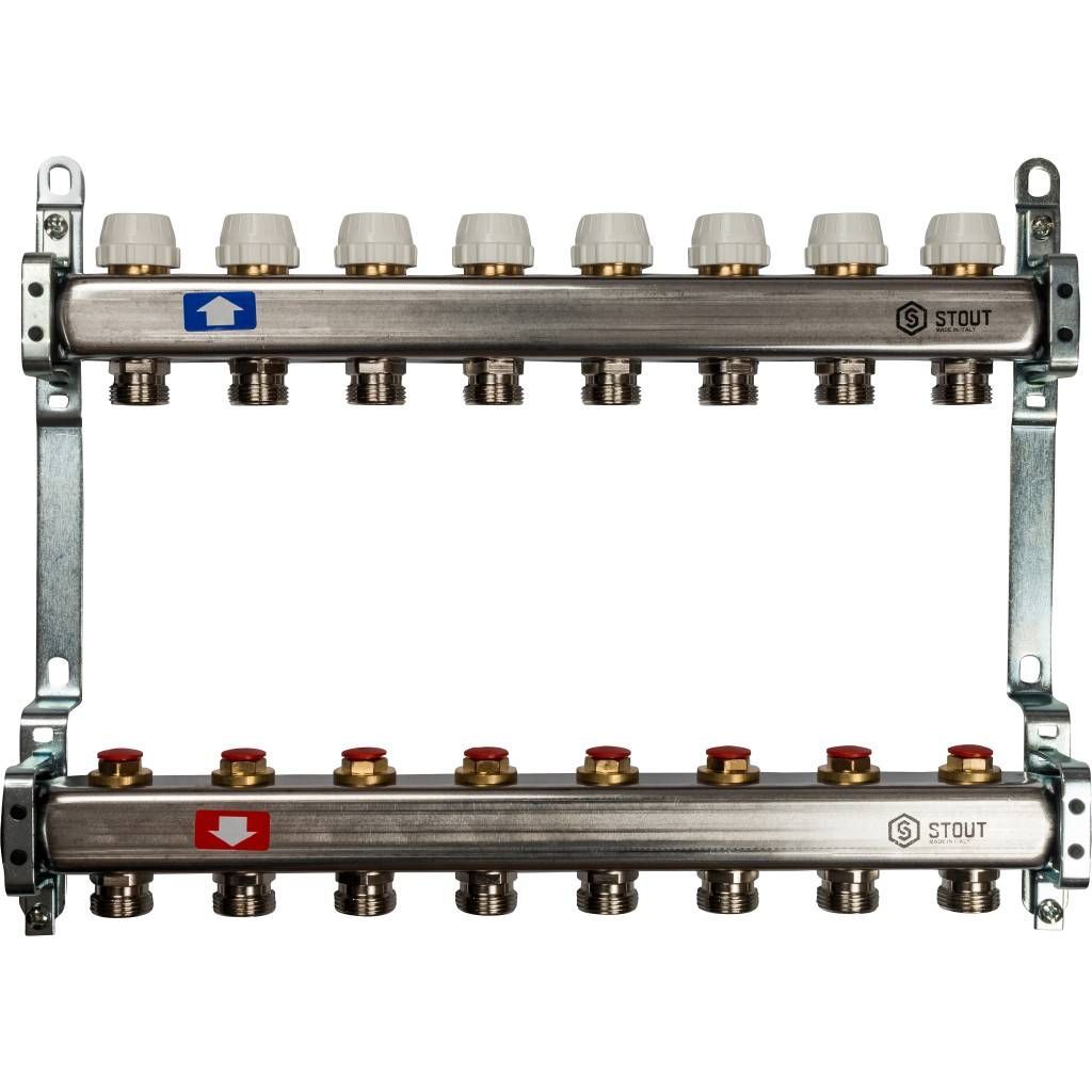 Коллектор из нержавеющей стали без расходомеров STOUT 8 выходов SMS 0922 000008