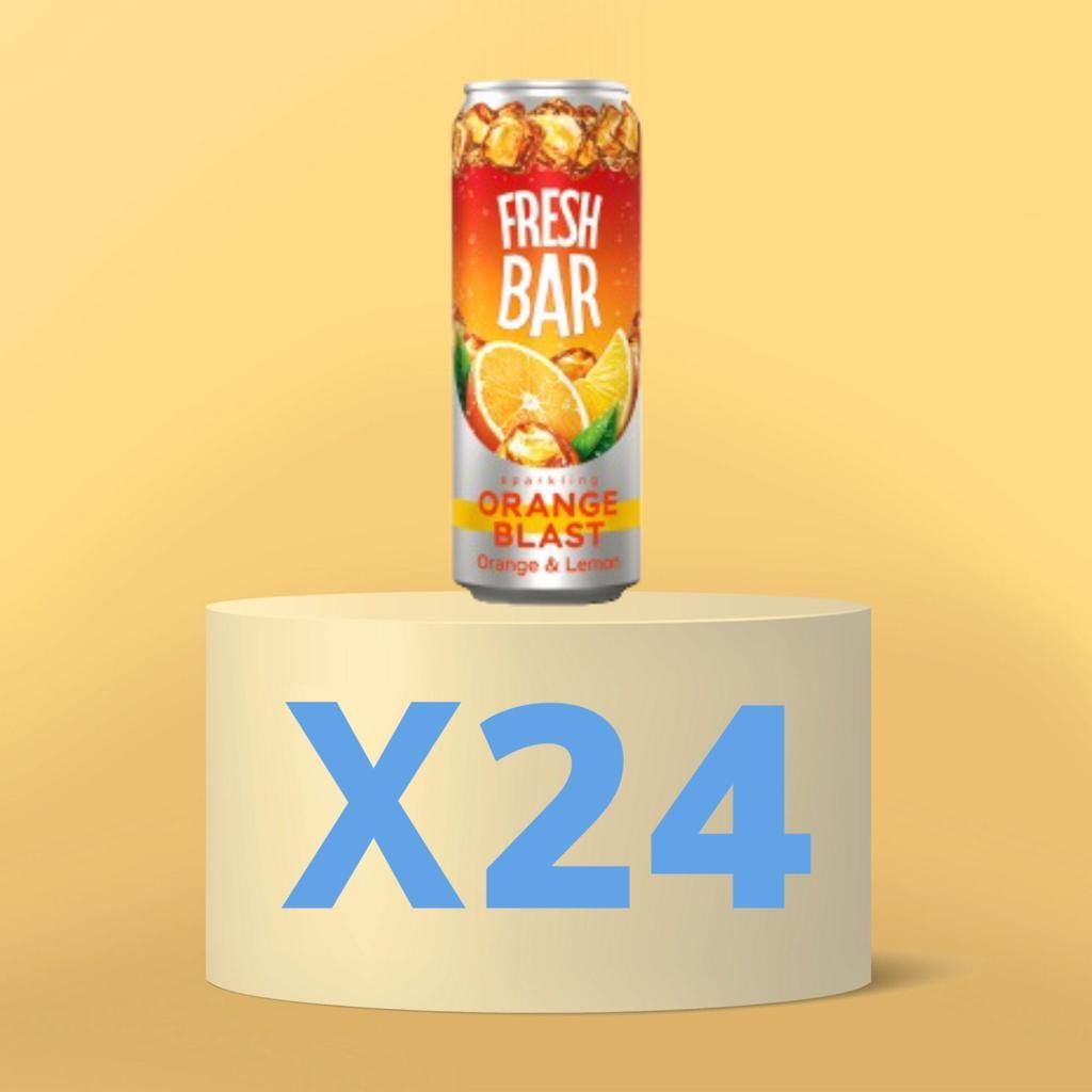 Напиток freshbar Orange Blast 0.45л. Фреш бар оранж Бласт. Fresh Bar, 0,45л, нап.ГАЗ., оранж Бласт, ж/б. Fresh Bar апельсин.